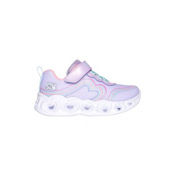 Pantofi sport stralucitori su velcro si LED-uri Heart Lights - Retro Hearts