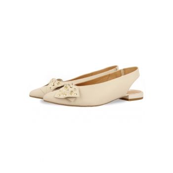 Balerini de piele slingback cu varf ascutit