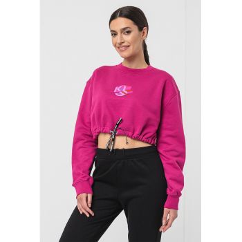 Bluza de trening crop cu snur de ajustare