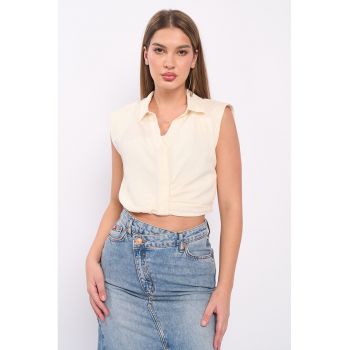 Camasa crop fara maneci de firma originala