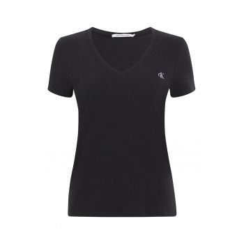 Tricou slim fit cu decolteu in V
