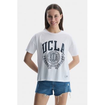 Tricou cu maneci cazute si imprimeu logo Avalon