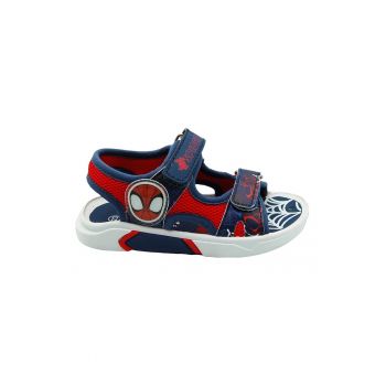 Sandale cu velcro si imprimeu Spiderman