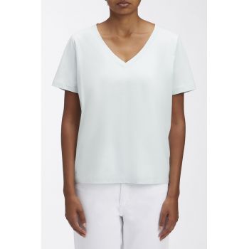 Tricou din bumbac cu decolteu in V