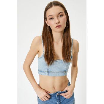 Top slim fit crop de denim