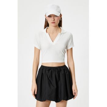 Tricou crop cu aspect striat