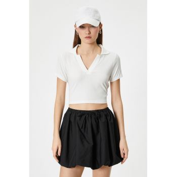 Tricou crop cu aspect striat