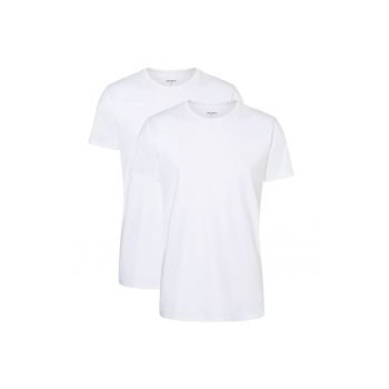 Tricou de bumbac cu decolteu la baza gatului