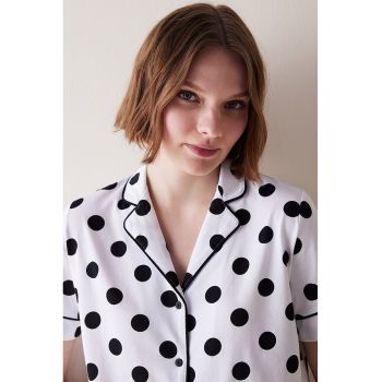 Bluza de pijama din bumbac cu imprimeu cu buline