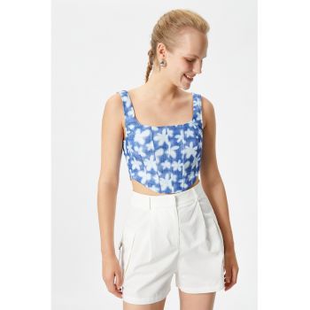 Top crop cu model floral ieftin