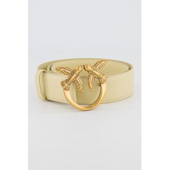 Curea de piele cu catarama metalica cu logo - Love Berry