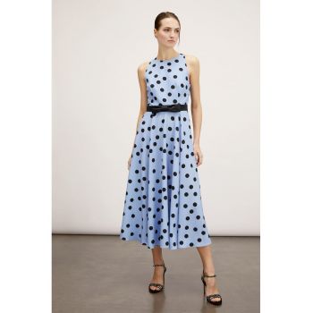 Rochie cu buline si funda ieftina