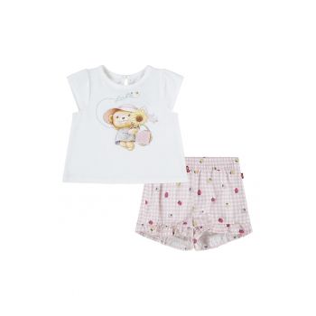 Set de pantaloni scurti si tricou cu imprimeu - 2 piese