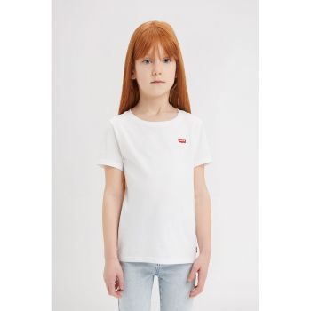 Tricou din amestec de bumbac cu decolteu la baza gatului
