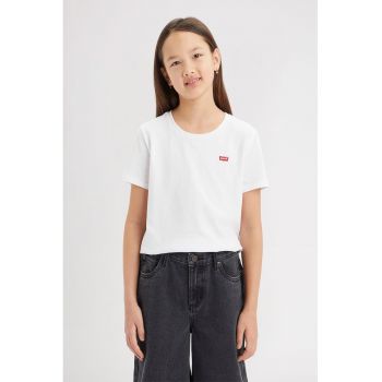 Tricou din amestec de bumbac cu decolteu la baza gatului