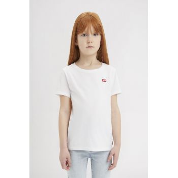 Tricou din amestec de bumbac cu decolteu la baza gatului