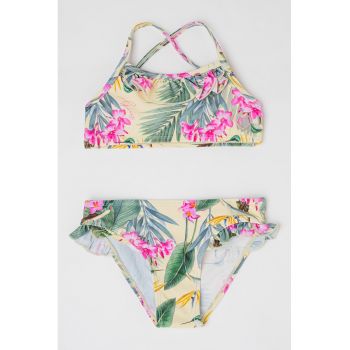 Costum de baie cu doua piese si imprimeu floral