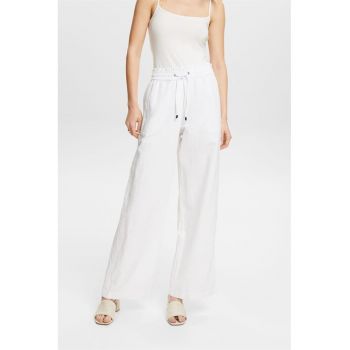 Pantaloni din amestec de in cu croiala ampla