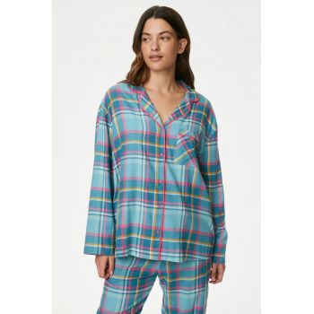Bluza de pijama cu maneci lungi si model in carouri