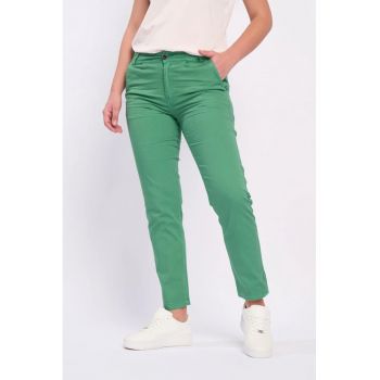 Pantaloni chino cu talie medie - Verde