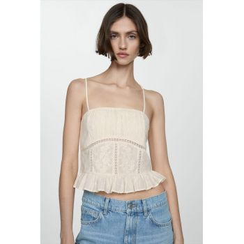 Top crop cu broderie Perla