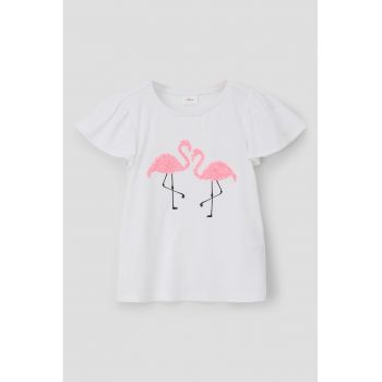 Tricou de bumbac cu flamingo