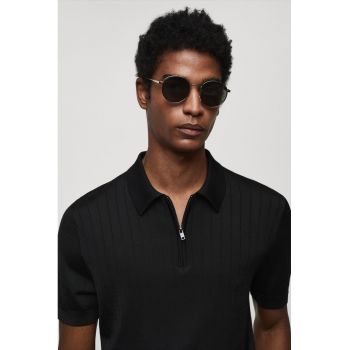 Tricou polo cu fenta cu fermoar