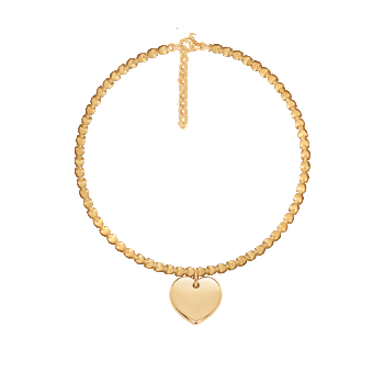 Brățară cu un pandantiv în formă de inimă, placată cu aur, ajustabilă de 16 cm + extensie de 3,5 cm, gravabilă, Lilou