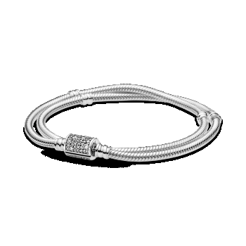 Brățara Pandora Moments Barrel Clasp Snake Mesh Double Tour