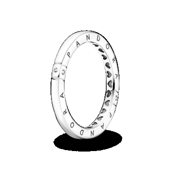 Inel cu inimi și logo din argint 925, Pandora