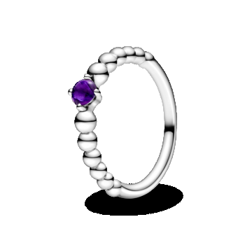 Inel mărgelat violet Piatra lunii Februarie, Pandora de firma original