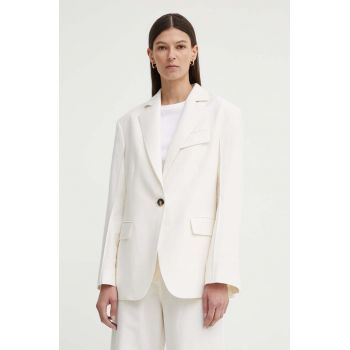 Day Birger et Mikkelsen blazer din amestec de in Marcy - Solid Linen culoarea bej, un singur rand de nasturi, neted, DAY65243278