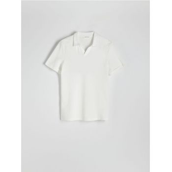 Reserved - Tricou polo regular fit - alb ieftin
