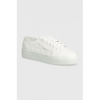 Superga tenisi 2740 FLOWER SANGALLO femei, culoarea alb, S2148KW