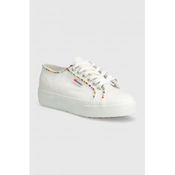 Superga tenisi 2740 MULTICOLOR BEADS femei, culoarea alb, S4131FW