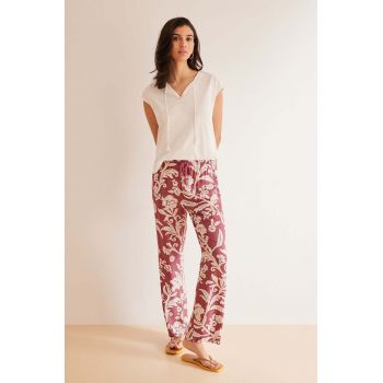 women'secret pantaloni de pijama MIX AND MATCH ORIGINS femei, culoarea bordo, 3707215