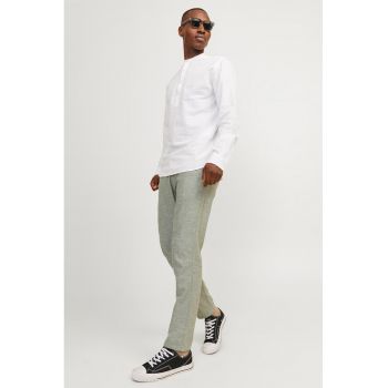 Pantaloni din amestec de bumbac si in cu croiala dreapta