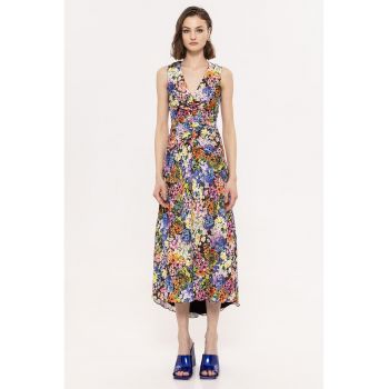 Rochie cu decolteu in V si imprimeu floral