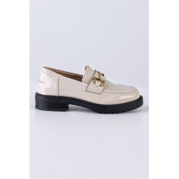 Pantofi loafer de piele ecologica lacuita