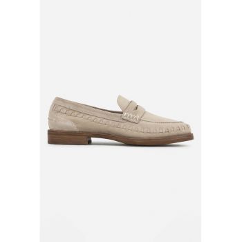 Pantofi loafer din piele intoarsa cu model uni