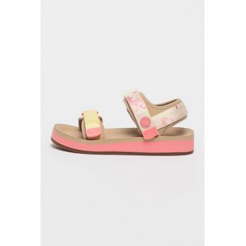 Sandale cu velcro si model floral Lydia