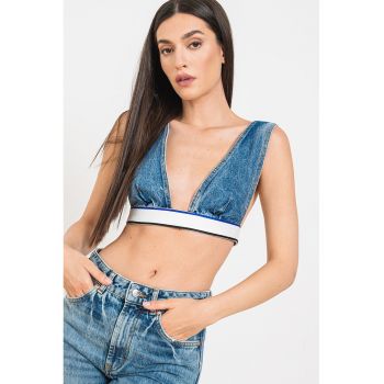 Top de denim cu decolteu in V Gebra