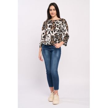 Bluza cu animal print si maneci cazute