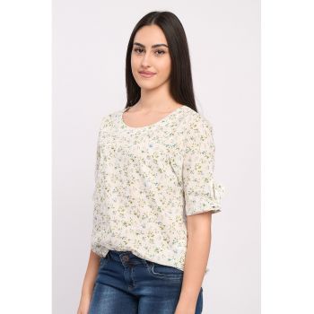 Bluza de bumbac cu imprimeu florla