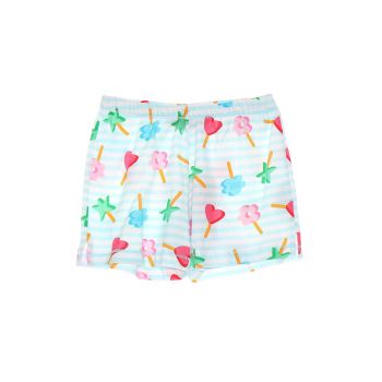 Pantaloni scurti cu imprimeu grafic cu snur