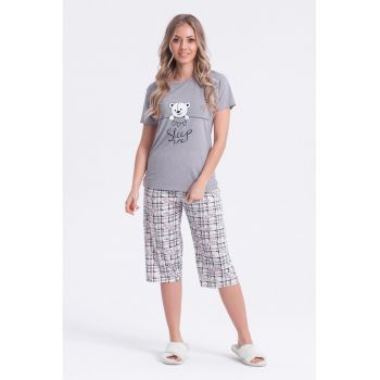 Pijama de bumbac cu imprimeu grafic