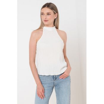 Top striat cu decolteu halter Tina