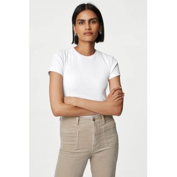 Tricou uni cu decolteu rotund