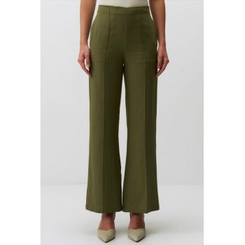Pantaloni din amestec de in cu croiala ampla