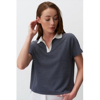 Tricou polo in dungi din amestec de bumbac